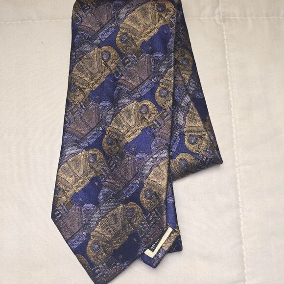 Vintage Italian Silk Tie, Car Pattern, Novelty, 80s 90s Retro - Rinaldo Carelli - Picture 1 of 5